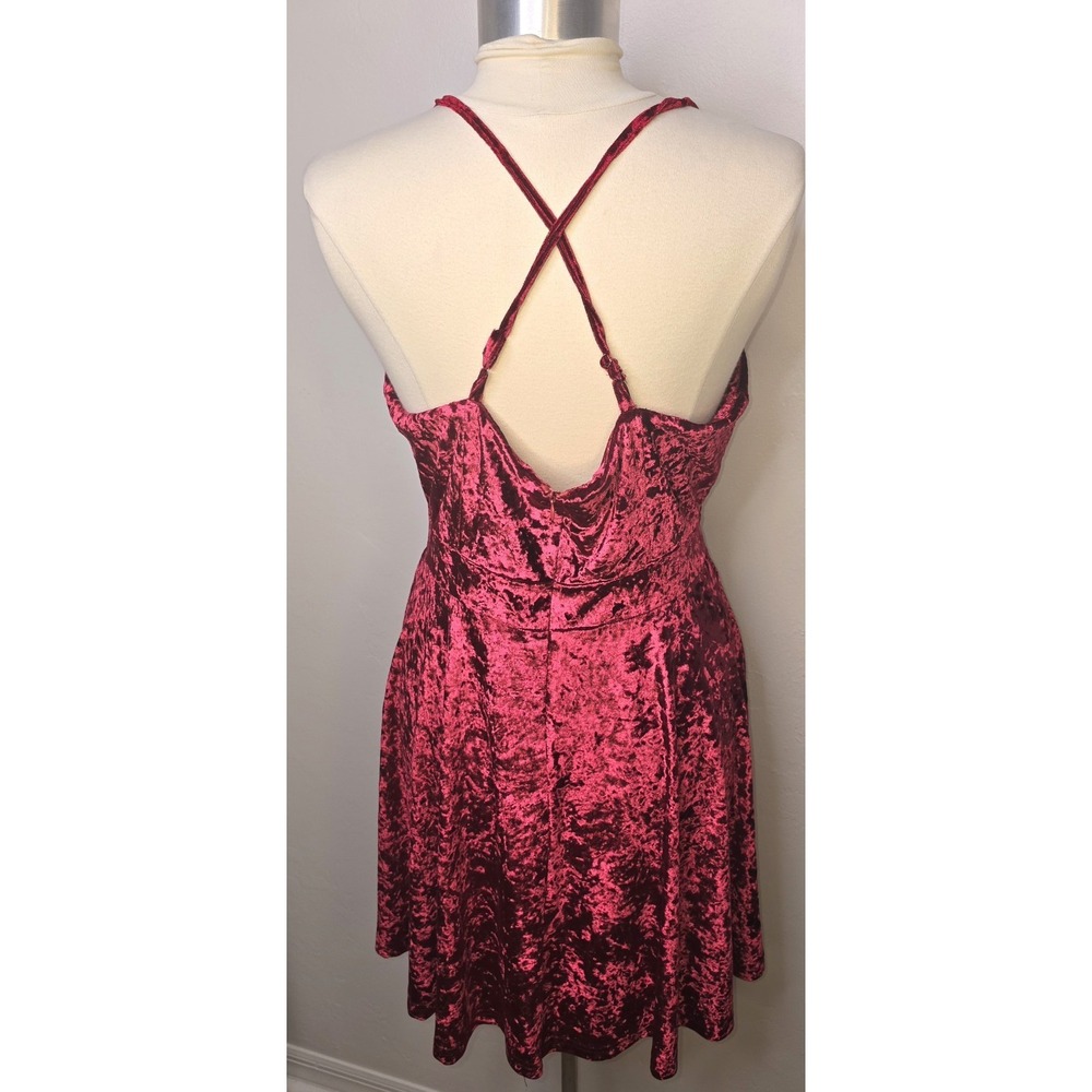 R VIVIMOS Large 12/14 Crushed Velvet Maxi Dress Scoop Neck Empire Waist -2540 - Picture 3 of 7